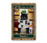 Funny Bathroom Signs - 'Please Close Lid' & 'Flush' Reminders, 8x12 Inch Metal Decor