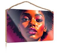 Funny Bathroom Signs Wall Decor A Vibrant, Colorful Portrait Of An Individual With Striking Features Wooded Sign Farmhouse Wall Decor For The Home Wood Signs Decor(23X35CM)