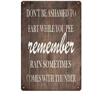 Funny Bathroom Signs Wall Decor - Don't Be Ashamed to Fart While You Pee, Rustic Metal Tin Sign Vintage for Bathroom, Restroom and Toilet Wall Decor Art Accessories, Cool Stuff, 8 X 12 Inch