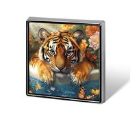 Funny Bathroom Tiger in Bathtub Square Badge Cute Heart Brooch Pins Button Badges for Backpack Jackets Hats Decor