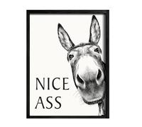 Funny Bathroom Wall Art - 12x16 Inch Canvas Nice Ass Sign, Bathroom Wall Decor Humor Pictures For Restroom Toilet Living Room Bedroom Farmhouse Hotel Restaurant Gallery Birthday Housewarming