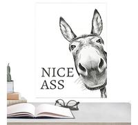 Funny Bathroom Wall Art - 12x16 Inch Humor Poster Animal Theme Bathroom Decor Nice Ass | Dońkey Wall Art Decor Framed Frameless Home Toilet Hotel Restaurant Decoration Print