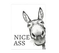 Funny Bathroom Wall Art - 12x16 Inch Humor Poster Nice Ass Animal Theme Bathroom Decor | Donĸey Wall Art Decor | Framed Frameless Decoration For Home Toilet Hotel Restaurant