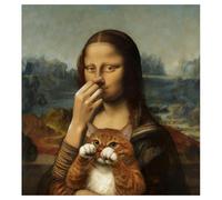 Funny Bathroom Wall Art, Cat Pinching Nose Vintage Poster, Humorous Waterproof Bathroom Decor, Paper Wall Painting for Home, Room, Restaurant, Hotel, Garden Indoor Decoration, Holiday Party Accent