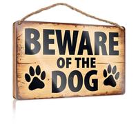 Funny Bathroom Wall Art Caution: Dog Area Wooden Sign Bar Signs for Man Cave Office Decor(15X28CM)