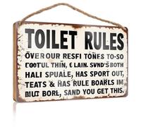 Funny Bathroom Wall Art Exploring The Toilet Rules: A Unique Guide Wooden Sign Bar Signs For Man Cave Office Decor(15X28CM)
