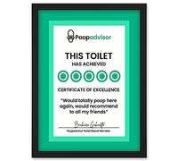 Artery8 Funny Bathroom Wall Art Five Stars Poop Advisor Toilet Sign Bathroom Decor Artwork Framed Wall Art Print A4