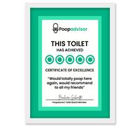 Funny Bathroom Wall Art Five Stars Poop Advisor Toilet Sign Bathroom Decor Artwork Framed Wall Art Print A4 Artery8 White One Size