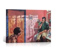 Funny Bathroom Wall Art, Humorous Toilet Canvas Print, Unframed Vintage Canvas Poster, Unique Bathroom Pictures for Toilet, Novelty People Holding His Nose Print for Bathroom Decorations 12x16 in