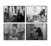 Funny Bathroom Wall Art Set of 4-Black and White Wall Art for Bathroom Decortations,Vintage Humour Wall Decor, Dumb and Dumber Funny Movie Posters Prints for Toilet Restroom Decor,Unframed,11x14inch