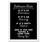 Funny Bathroom Wall Art Toilet Rules Sign Funny Decor Artwork Framed Wall Art Print A4