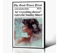 Funny Bathroom Wall Art, Trendy Bathroom Newspaper Print Poster, Quote An Everything Shower Cures The Sunday Blues Woman Pictures Wall Decor, Girly Apartment College Dorm Art 12x16in Framed