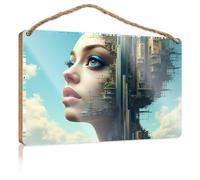 Funny Bathroom Wall Art Urban Dreams: A Woman's Vision of The Future Wooden Sign Bar Signs for Man Cave Office Decor(23X35CM)