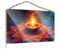 Funny Bathroom Wall Decor Sign Wood A Lit Candle in A Decorative Holder Surrounded By Intricate Mandala Designs Our Home Signs for Home Decor Front Door Hanging D(15X28CM)