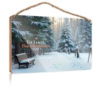 Funny Bathroom Wall Decor Sign Wood A Snowy Forest Scene with A Bench in The Foreground Restroom Sign Funny Quote Wood Plaque(15X28CM)