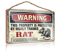 Funny Bathroom Wall Decor Sign Wood Warning This Property Is Protected By A Highly Trained Rat Wooden Sign Funny Bathroom Decor House Decor Clearance(20X30CM)