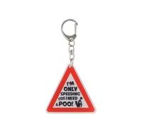 Funny Bathroom Warning Sign Keychain, Triangle Road Sign Design, Red and White, secret Santa joke gift