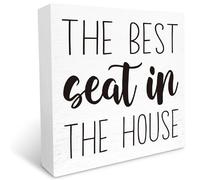 Funny Bathroom Wood Sign The Best Seat in the House Sign Wood Block Sign for Bathroom Shelf Toilet Restroom Home Tabletop Desk Decor,Farmhouse Bathroom Wooden Box Sign 5x5 Inch