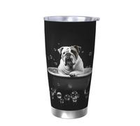 Funny Bathtub Bulldog with Bubble Tumblers 20 oz Stainless Steel Tumbler CupWithout Accessoriesfor Adult Women Men, Travel Coffee Mug for Office Birthday Anniversary Wedding Party