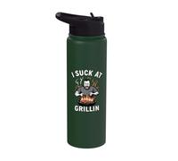 Funny BBQ Fail Burn The Food July 4th Grillin Grilling Men Stainless Steel Insulated Water Bottle