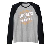 Funny BBQ Food Happiness Equals Barbecuing for Grill Lover Raglan Baseball Tee