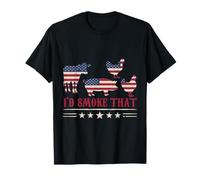 Funny BBQ “I’d Smoke That” Patriotic Grilling Design T-Shirt