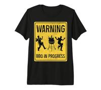 Funny BBQ in Progress Warning Sign Grill Barbecue Premium T-Shirt