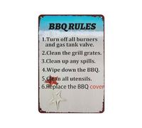 Funny BBQ Rules Metal Tin Sign Turn Off All Burners And Gas Tank Valve Rustic BBQ Metal Sign Camping Signs Home Bar Kitchen Coffee Man Cave Garage Wall Decor Art Tin Sign 12x16 Inch