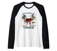 Funny Beach Cooler Design Beach Vacation Summer Humor Raglan Baseball Tee
