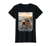 Funny Beach Crab Shoreline is My Schedule Value Graphic T-Shirt, Women, Black, XL