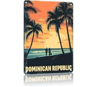 Funny Beach Metal Tin Signs Dominican Republic Retro Metal Sign Rustic Wall Decor for Home Office Bar Cafe Garden Yard Farmhouse Indoor Outdoor 8x12 Inch