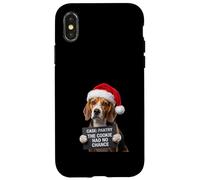 Funny Beagle Dog Mugshot Cookie Thief Christmas Santa Hat Case for iPhone X/XS
