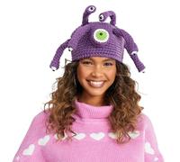 Funny Beanie for Women and Men Big Eye Octopus Crab Knitted Hat Soft Warm Cartoon Animal Hats Photo Prop (Purple Octopus, ONE Size)