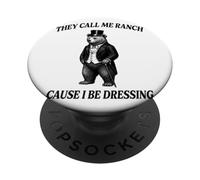 Funny Bear Call Me Ranch Cause I Be Dressing Pun Animal PopSockets Adhesive PopGrip