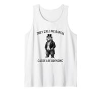 Funny Bear Call Me Ranch Cause I Be Dressing Pun Animal Tank Top