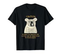 Funny Bear Coffee Caution Poking the Bear Value Graphic T-Shirt, Men, Black, S