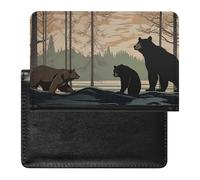 Funny Bear Deer Forests Mountain Passport Holder Travel Wallet Cover Case with Card Slot Organiser for Men Women