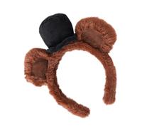 Funny Bear Hair Band - Brown Face Makeup Headbands - Soft Plush Bear Ears Headbands - Halloween Party Festival Show Carnival Events