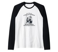 Funny Bear Philosopher, Introvert,Of Course I Talk to Myself Raglan Baseball Tee