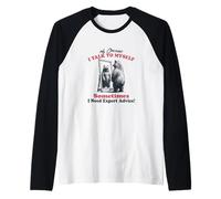 Funny Bear Philosopher, Introvert,Of Course I Talk to Myself Raglan Baseball Tee