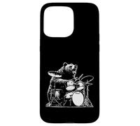 Funny Bear Playing Drums Rock Music Animal Drummer Vibes Case for iPhone 15 Pro Max