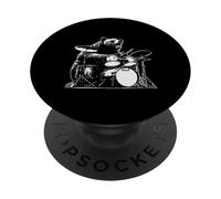 Funny Bear Playing Drums Rock Music Animal Drummer Vibes PopSockets Adhesive PopGrip