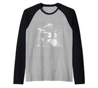 Funny Bear Playing Drums Rock Music Animal Drummer Vibes Raglan Baseball Tee