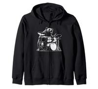 Funny Bear Playing Drums Rock Music Animal Drummer Vibes Zip Hoodie