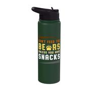 Funny Bear Pride Don't Feed Bears Paw Print Snack Stainless Steel Insulated Water Bottle