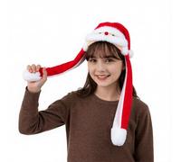 Funny Beard Moving Santa Hat Ear Jumping Elk Reindeer Hat Cute Plush Christmas Party Cap for Xmas Cosplay Dress up Costume (Santa Style, one size)