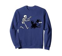 funny Bearded Collie dog Running Skeleton Halloween Sweatshirt