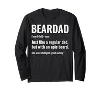 Funny Bearded Dad Beardad Defined Beard Humor Father Grandpa Long Sleeve T-Shirt