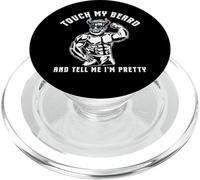 Funny Bearded Dad Touch My Beard Tell Im Pretty Fathers Day PopSockets PopGrip for MagSafe