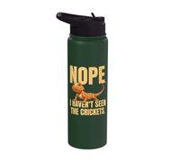 Funny Bearded Dragon Meme Nope I Haven't Seen The Crickets Stainless Steel Insulated Water Bottle